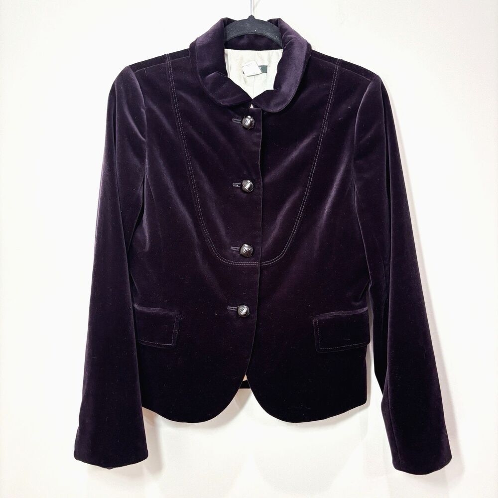J Crew Bella Purple Velvet Blazer Womens 6 Jacket Schoolboy Whimsigoth Academia